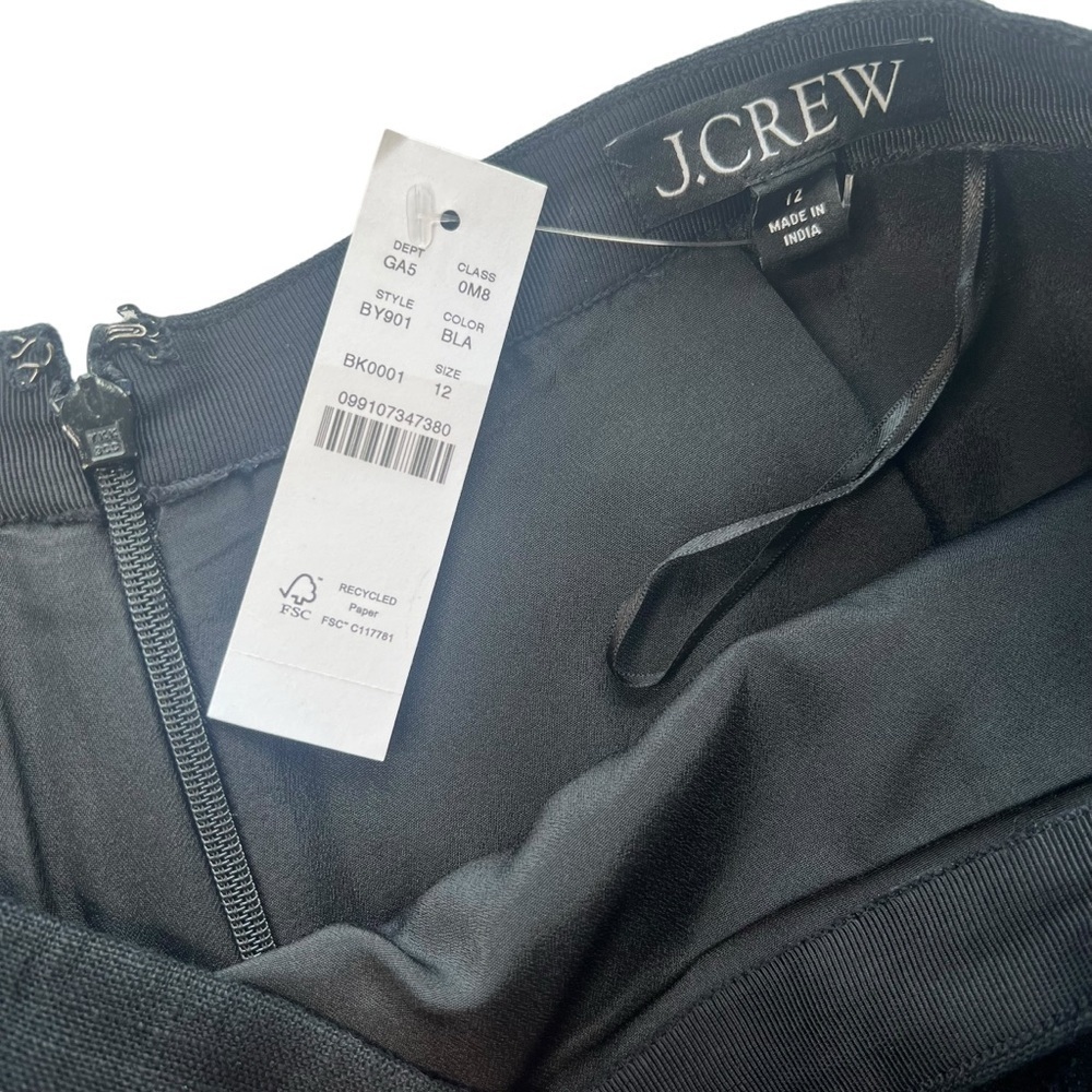 J.Crew Heavyweight Linen Fringe Pencil MIDI Skirt in Black Size 12 - Picture 6 of 9